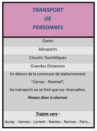 Tableau transport de personnes